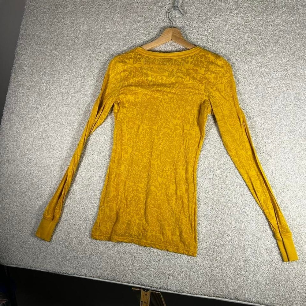 Y2K women's BKE paisley style yellow babydoll fit long sleeve shirt - Picture 2 of 6